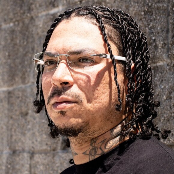 White Wood Grain Clear Lens Mens Silver Frame Rectangular Luxury Square Glasses - Picture 2 of 6